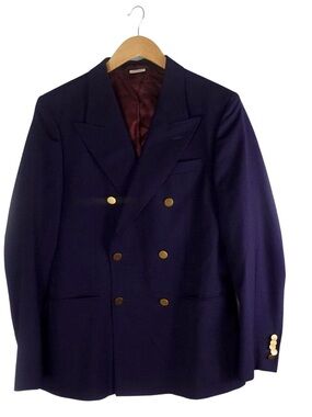 Gucci Double-Breasted Navy Blazer with Gold Buttons